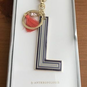 Anthropologie Monogram Tassel Keychain in L